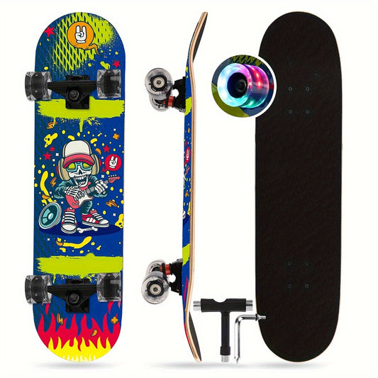 Wooden Skateboard With LED Light Tool for Outdoor Sports