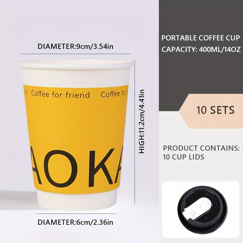 10pcs Portable Coffee Cups With Lids Hot Coffee Sharing Cups