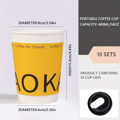 10pcs Portable Coffee Cups With Lids Hot Coffee Sharing Cups