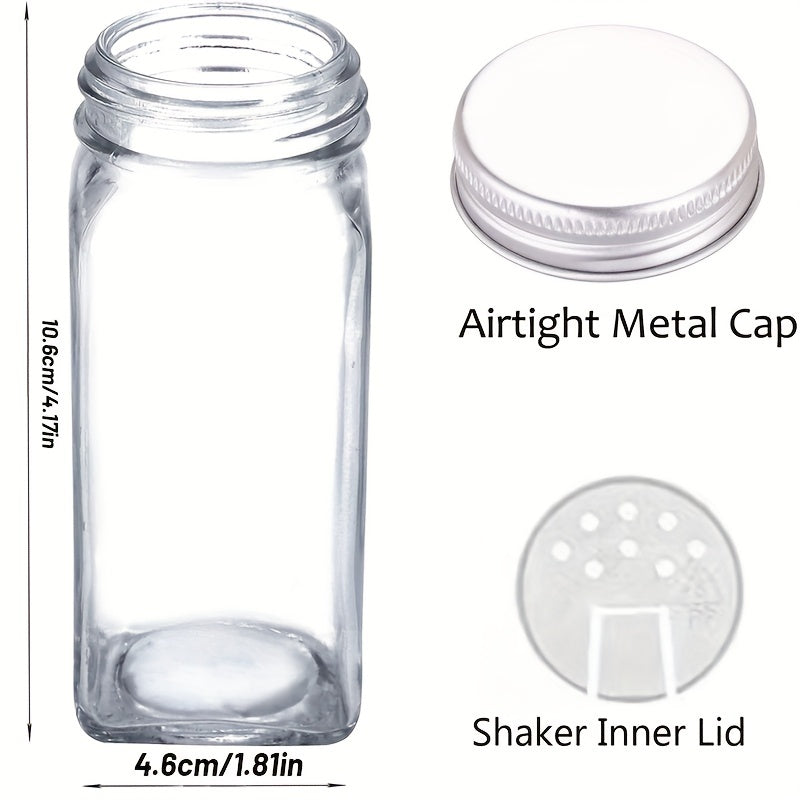12pcs Glass Spice Jar Set For Kitchen Seasoning Storage