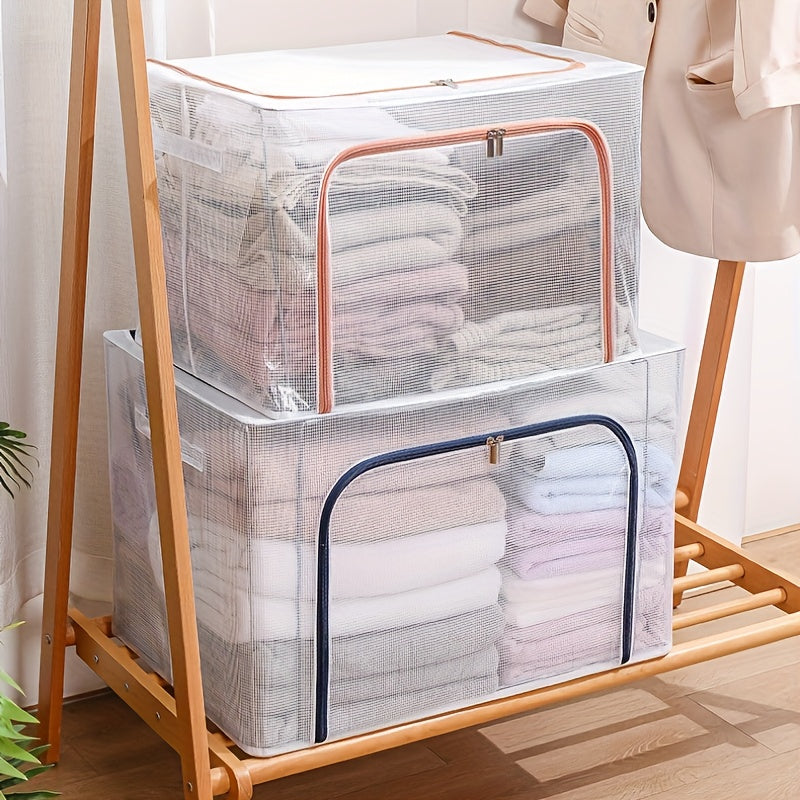 66L Waterproof Storage Box Nylon PVC Foldable Clothes Storage Box