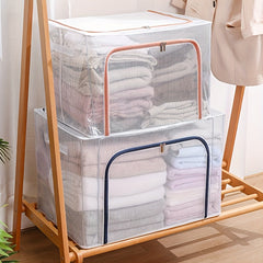 66L Waterproof Storage Box Nylon PVC Foldable Clothes Storage Box