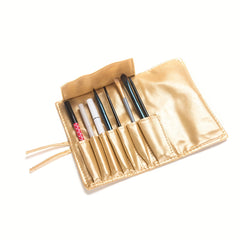 Makeup Brush Organizer Bag Faux Leather Brush Storage Bag