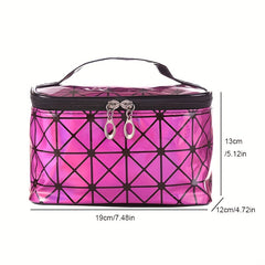 Laser Geometric Pattern Cosmetic Bag Zipper Storage Handbag