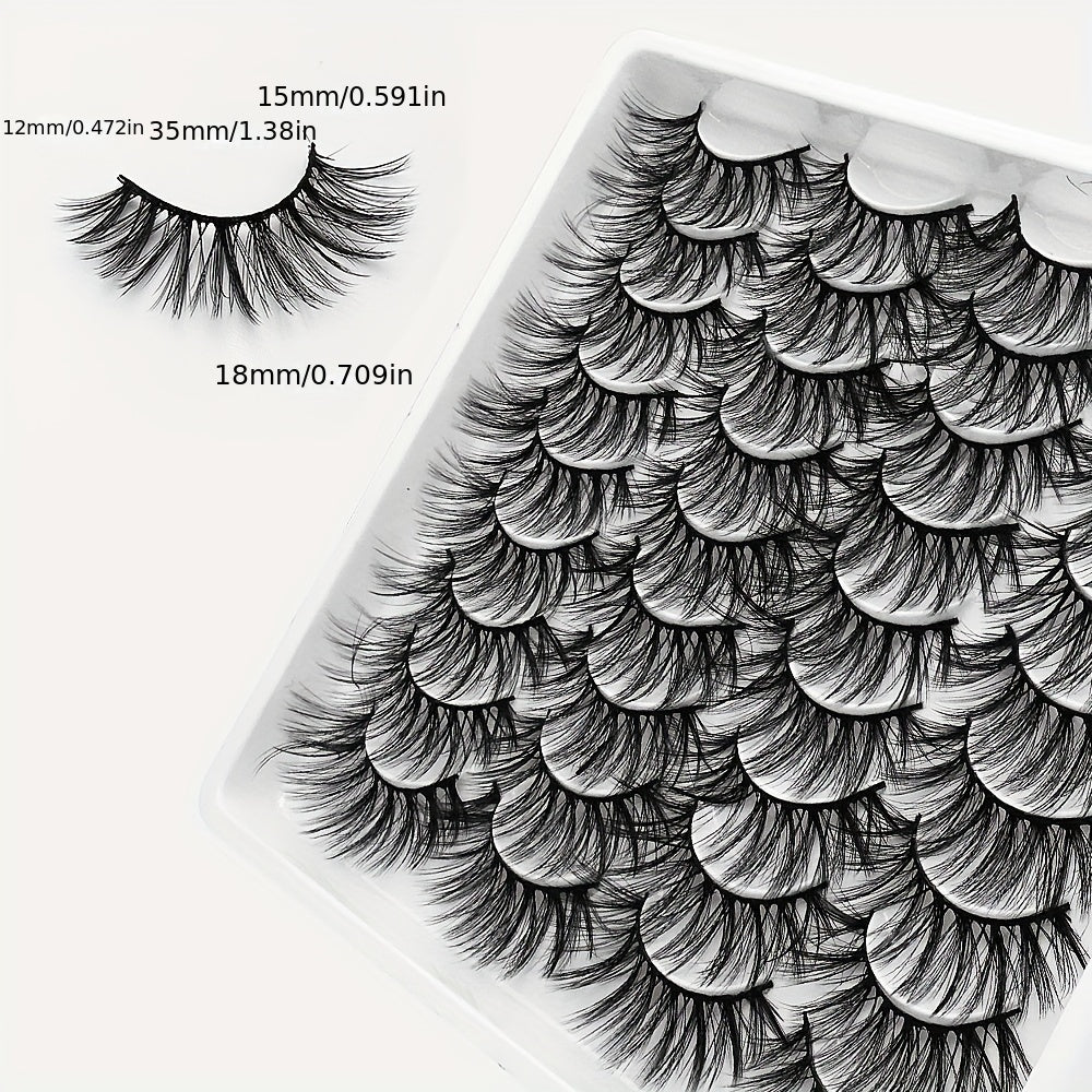 18 Pairs Fluffy False Eyelashes Natural Thick Faux Mink Hair Lashes
