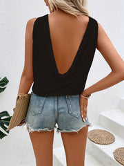 Casual Crew Neck Sleeveless Tank Top for Summer Women's Clothing