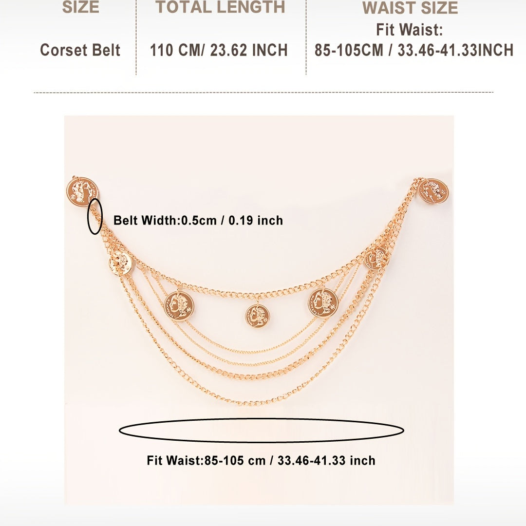 Layered Waist Chain Belt for Women Beach Bikini Denim Dresses