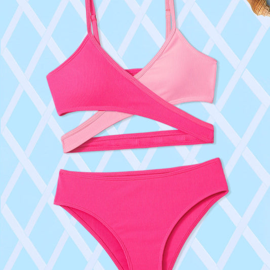 Girls Bikini Set Criss Cross Bathing Suit Two Piece Swimsuit