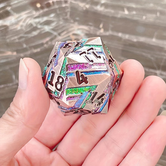 Metal D20 33mm Striped Dice Game Accessories