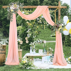 Wedding Peach Pink Chiffon Arches Valance for Decoration