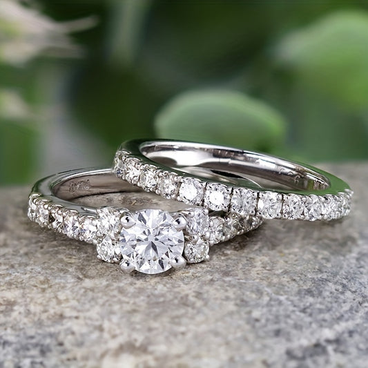 Couples Rings Set Stainless Steel Wedding Engagement Rings