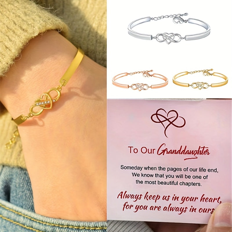 Granddaughter Infinity Symbol Bangle Bracelet with Cubic Zirconia