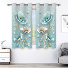 2pcs Floral Pattern Curtain For Bedroom