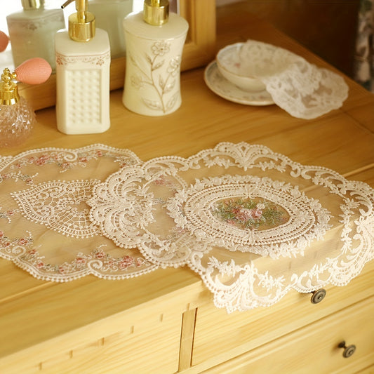 1Pc Vintage Lace Placemat Rose Lace Embroidery Table Mat
