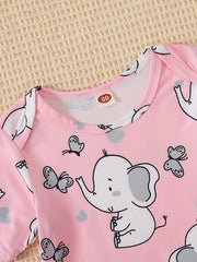 Baby Elephant Graphic Print Short Sleeve Onesie