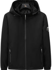 Men's Letter Print Zipper Lightweight Hooded Jacket