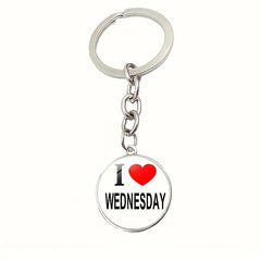 I Love Wednesday Keychain Gothic Key Ring Purse Bag Car Charm Friends Gift