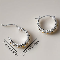 Daisy Decor Hoop Earrings, Copper Silver Plated Jewelry