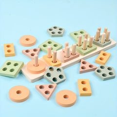 Wooden Geometric Shape Puzzle Toy Set for 18 Months
