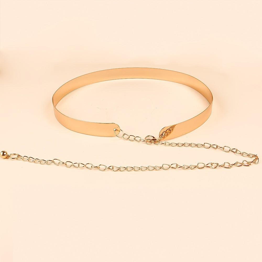 Women's Adjustable Chain Metal Belt Mirror Like Gleam Bold Design