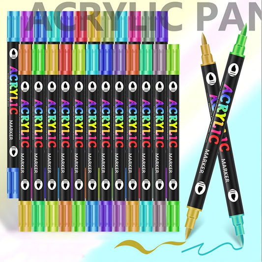 24 48 72 168 Colors Acrylic Marker Set Dual Tip for Rock Painting Ceramic & Glas