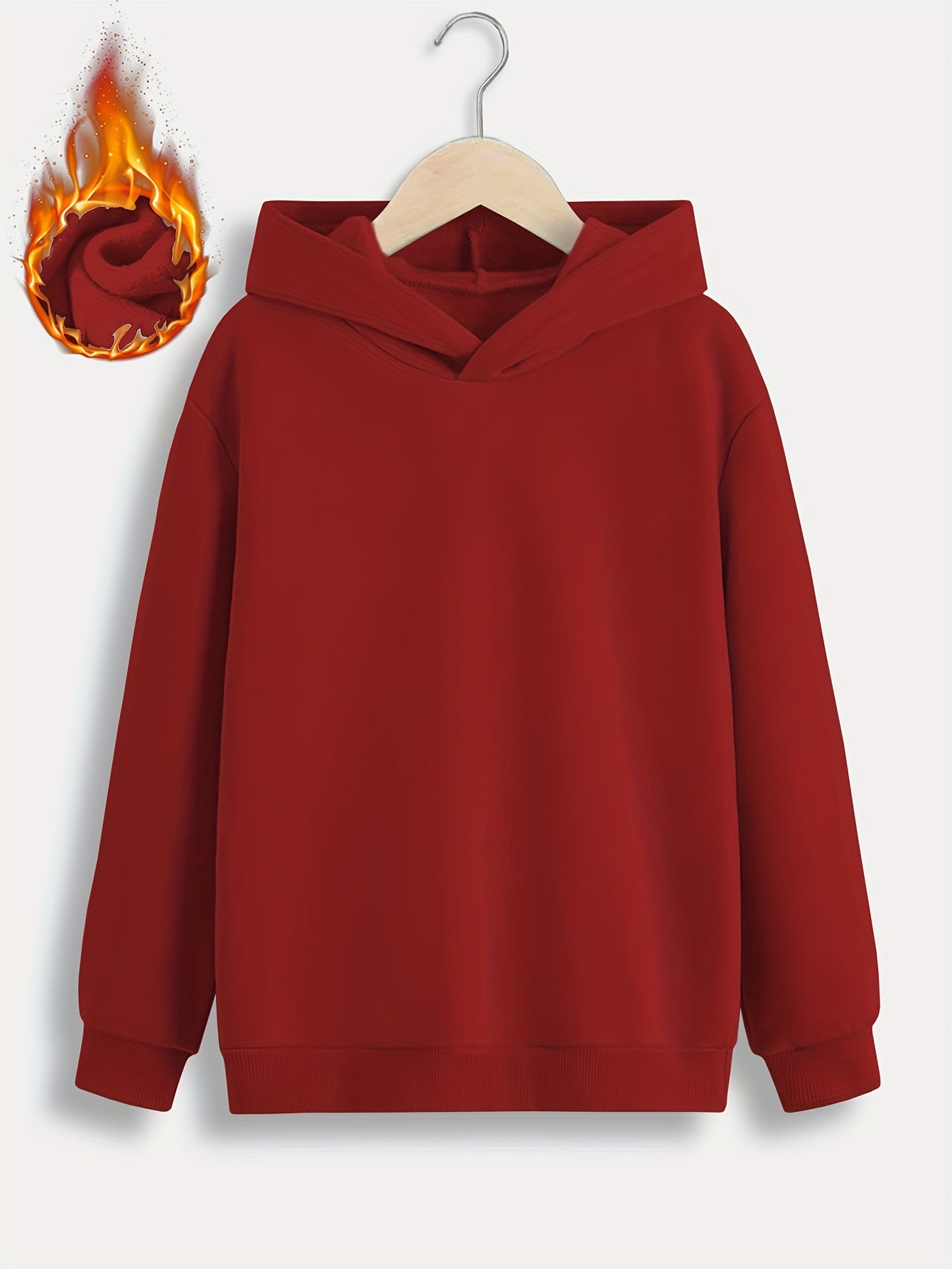 Solid Long Sleeve Hoodies Warm Pullover For Spring Fall Winter