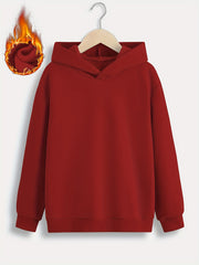 Solid Long Sleeve Hoodies Warm Pullover For Spring Fall Winter