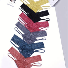 6pcs Floral Lace Cut Out Thongs Low Waist Panties Pack