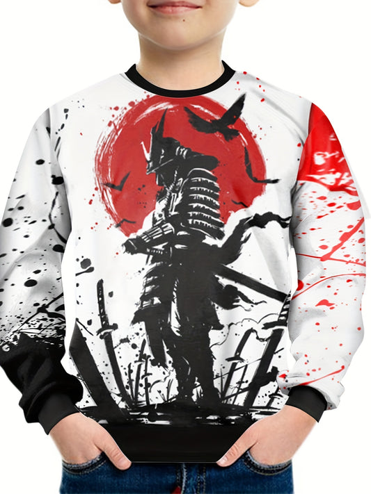 Teens Knight 3D Print Sweatshirt Casual Pullover Street Wear