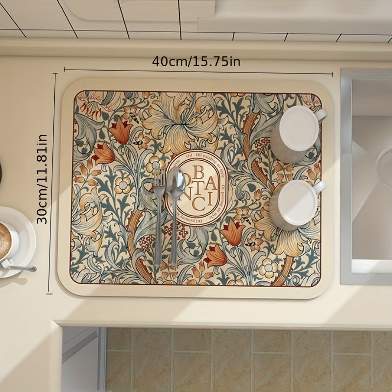 Fantasy Style Fabric Dish Drying Mat Diatom Mud Kitchen Drain Pad