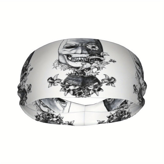 Skull & Floral Bat Sports Headband - Ideal for Yoga Gym Running