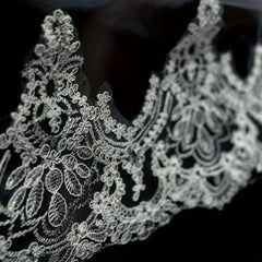 Royal Court Style Lace Bridal Tiara with Floral Pattern Train