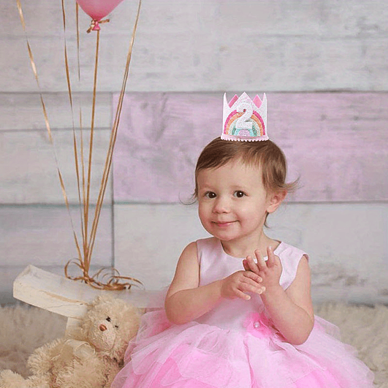Felt Rainbow Birthday Party Crown 1st 2nd 3rd Happy Birthday Decor
