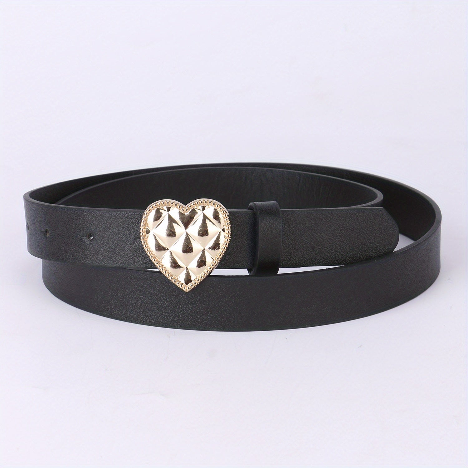 Heart-Shaped Golden Buckle Belt PU Leather Casual Jeans Belts