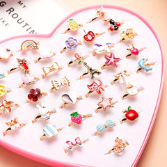 10pcs Cartoon Alloy Ring Holiday Party Girls Accessories
