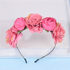 Pink Simulation Flower Ladies Headband Bride Bridesmaid Wedding