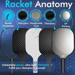 USAPA Approved Carbon Fiberglass Pickle Ball Paddle Set With 4 Balls