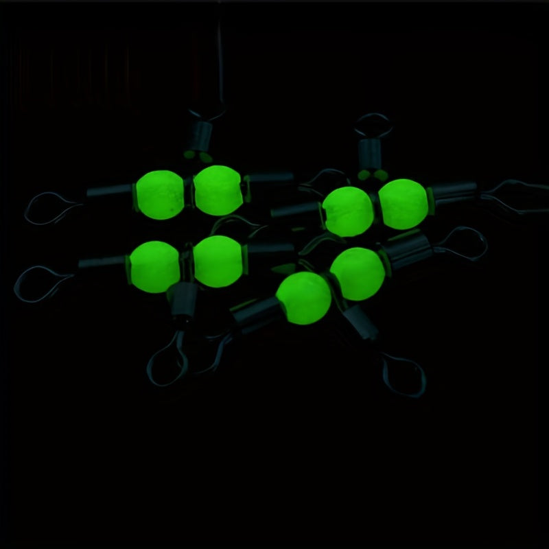 10pcs Luminous Beads Cross Line Rolling Swivel Fishing Accessories