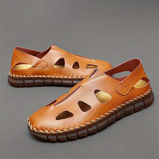 Men's Vintage Cut Out Slip On Sandals Breathable Outdoor Walking Shoes