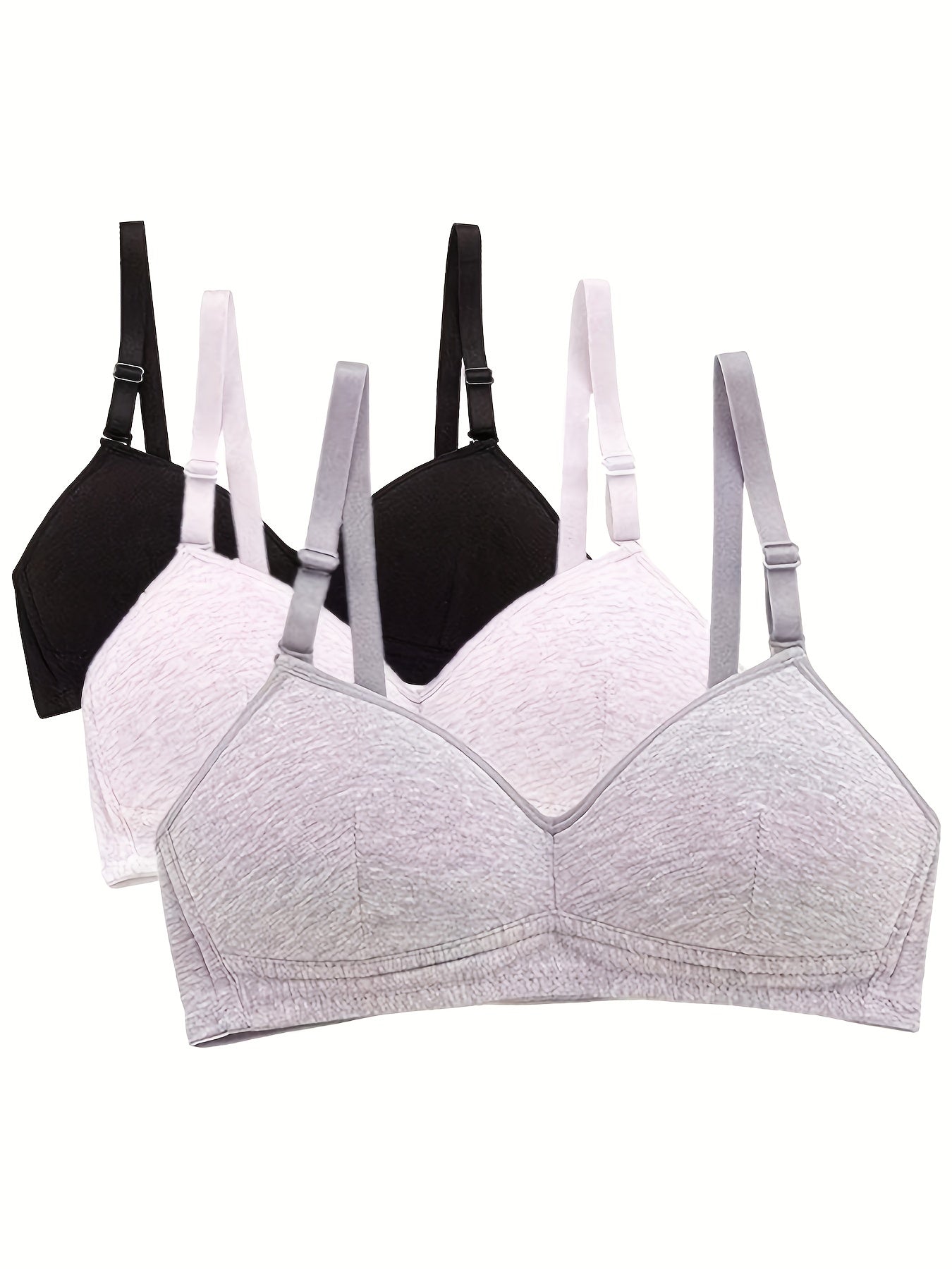 3pcs Teen Seamless Wireless Bras Comfy Running Workout Bra Women's Lingerie