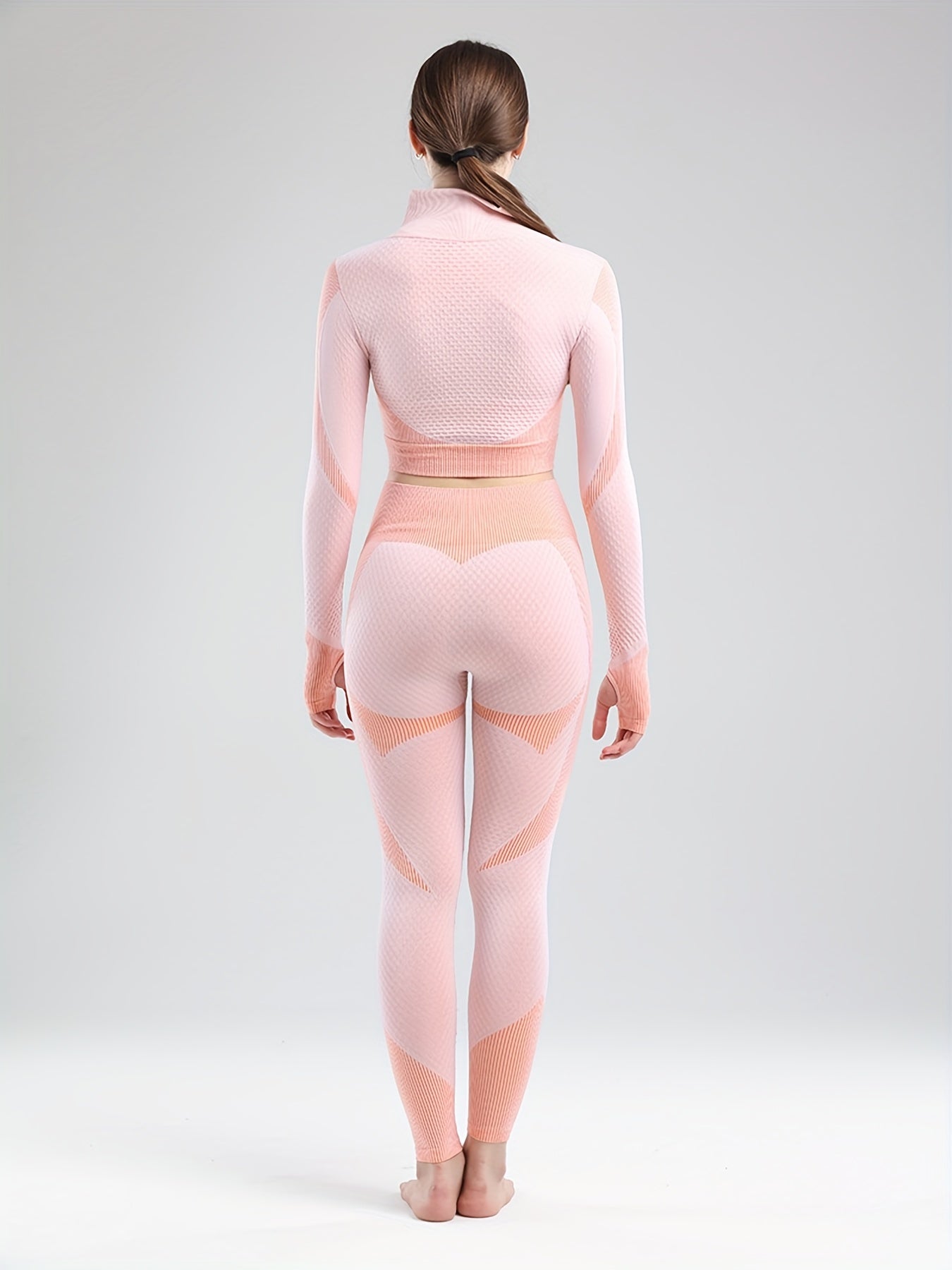 High Stretch Yoga Suit Long Sleeves Jacket & Crop Tank Top & Leggings Set