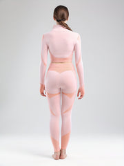 High Stretch Yoga Suit Long Sleeves Jacket & Crop Tank Top & Leggings Set