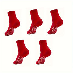 5 Pairs Solid Crew Socks Comfy & Soft Mid Tube Socks Women's Stockings