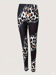  Colorblock Leopard High Rise Skinny Leggings
