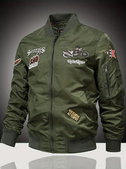 Embroidered Men's Slim Fit Sports Jacket Windproof Motorcycle Jacket