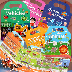 Reusable Fluffy Sticker Book Set for Ages 3-5