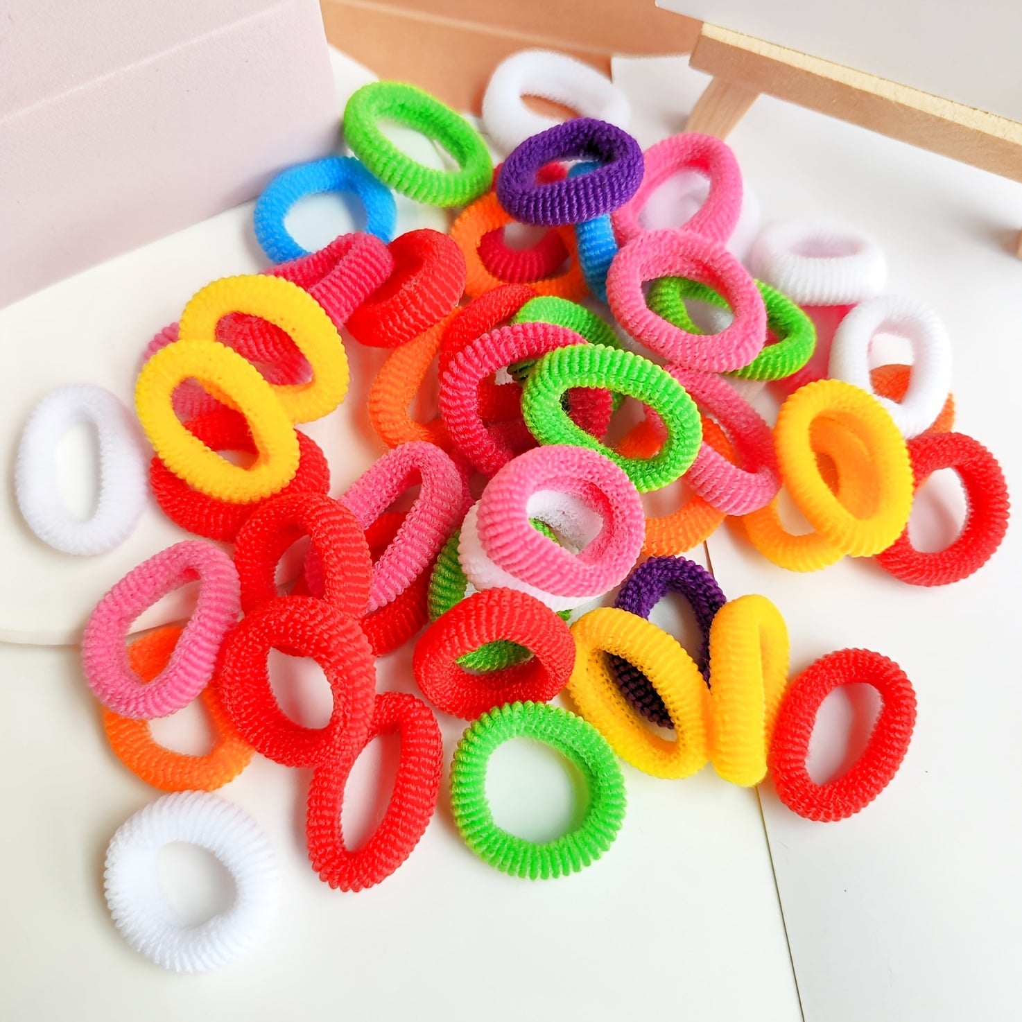 50 Colorful Hair Ties for Girls Seamless Ponytail Holders Hair Accessories