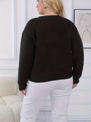 Women's Plus Pumpkin Print Long Sleeve Sweater