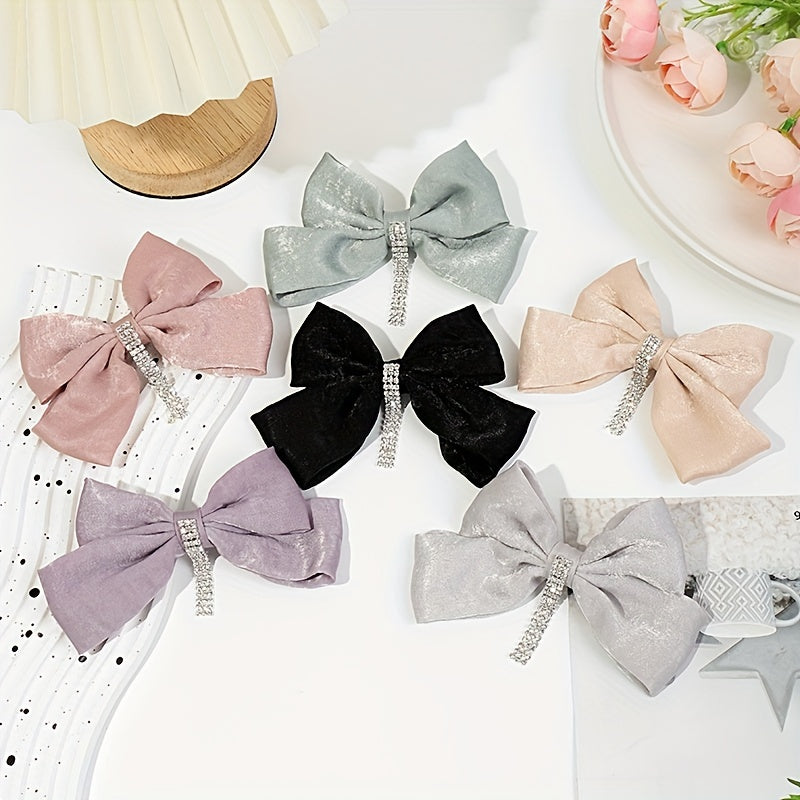 Rhinestone Tassel Hair Barrettes Bowknot Hair Clips for Women Girls