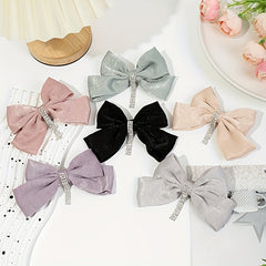 Rhinestone Tassel Hair Barrettes Bowknot Hair Clips for Women Girls